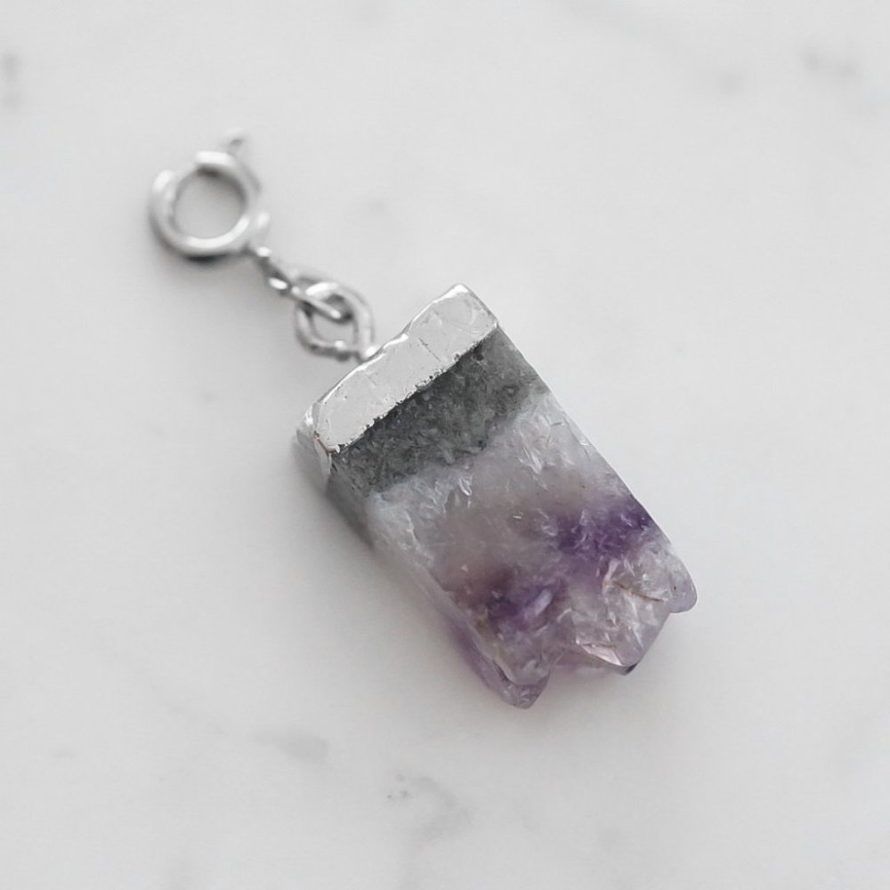 Maker Collection Silver Mulberry Raw Quartz Stone Charm